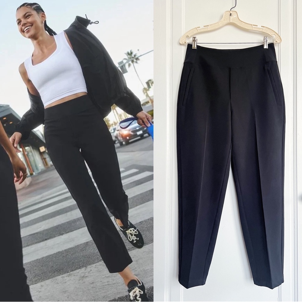 Athleta Black Straight-Leg Ponte Pants with Tailored Crease